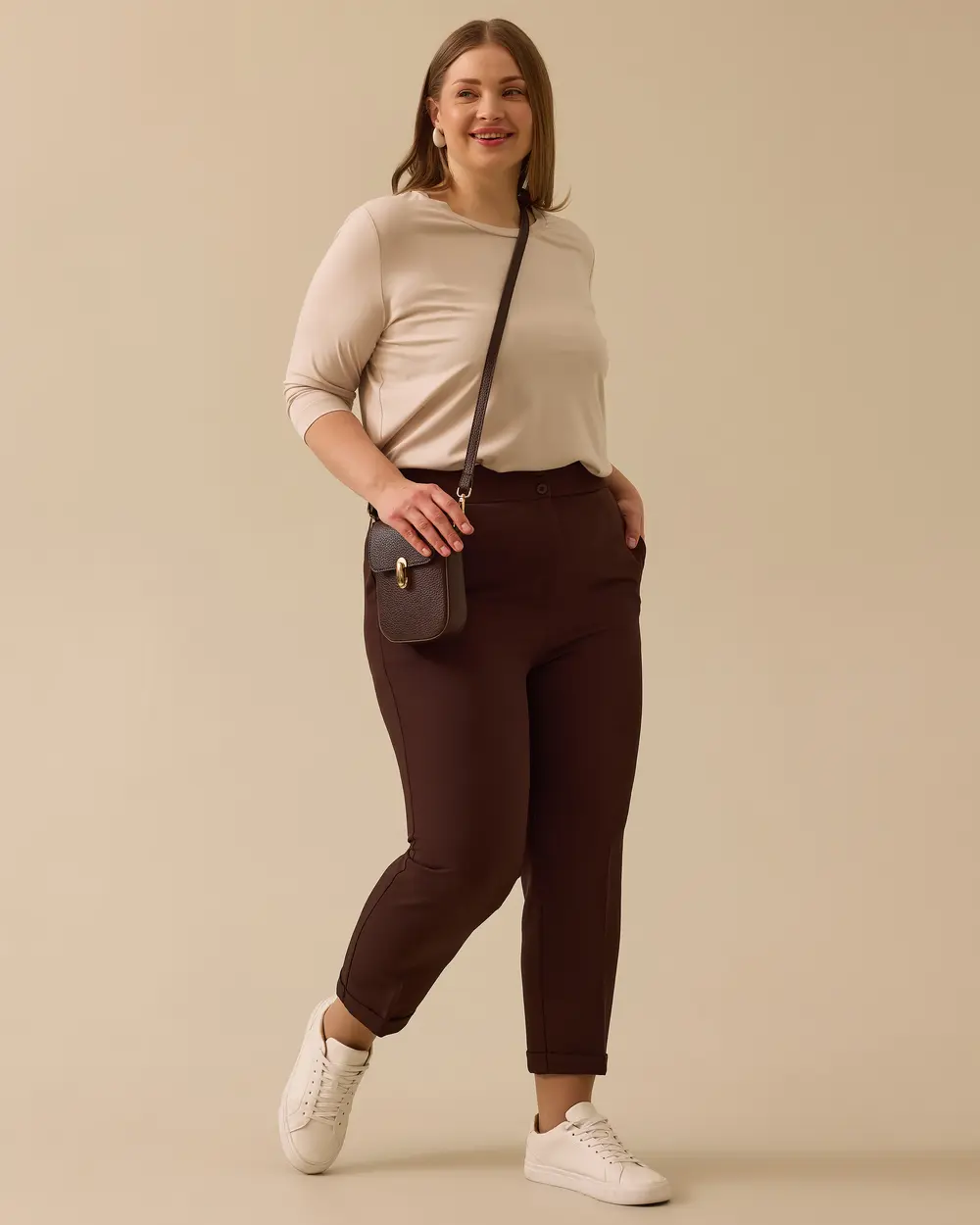 Büyük Beden Beli Büzgülü Duble Paça Pantolon