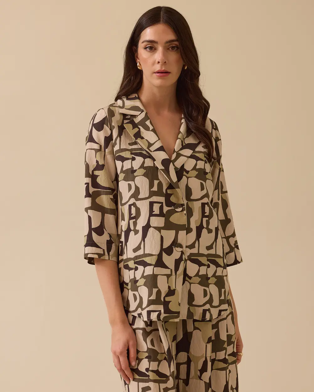 Oversized Shirt with Patterned Buttons