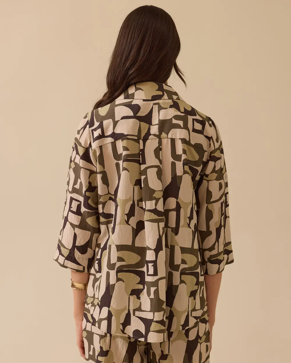 Oversized Shirt with Patterned Buttons