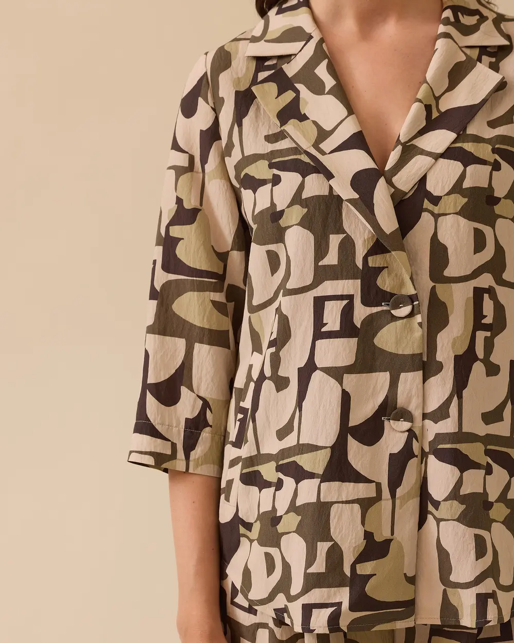 Oversized Shirt with Patterned Buttons