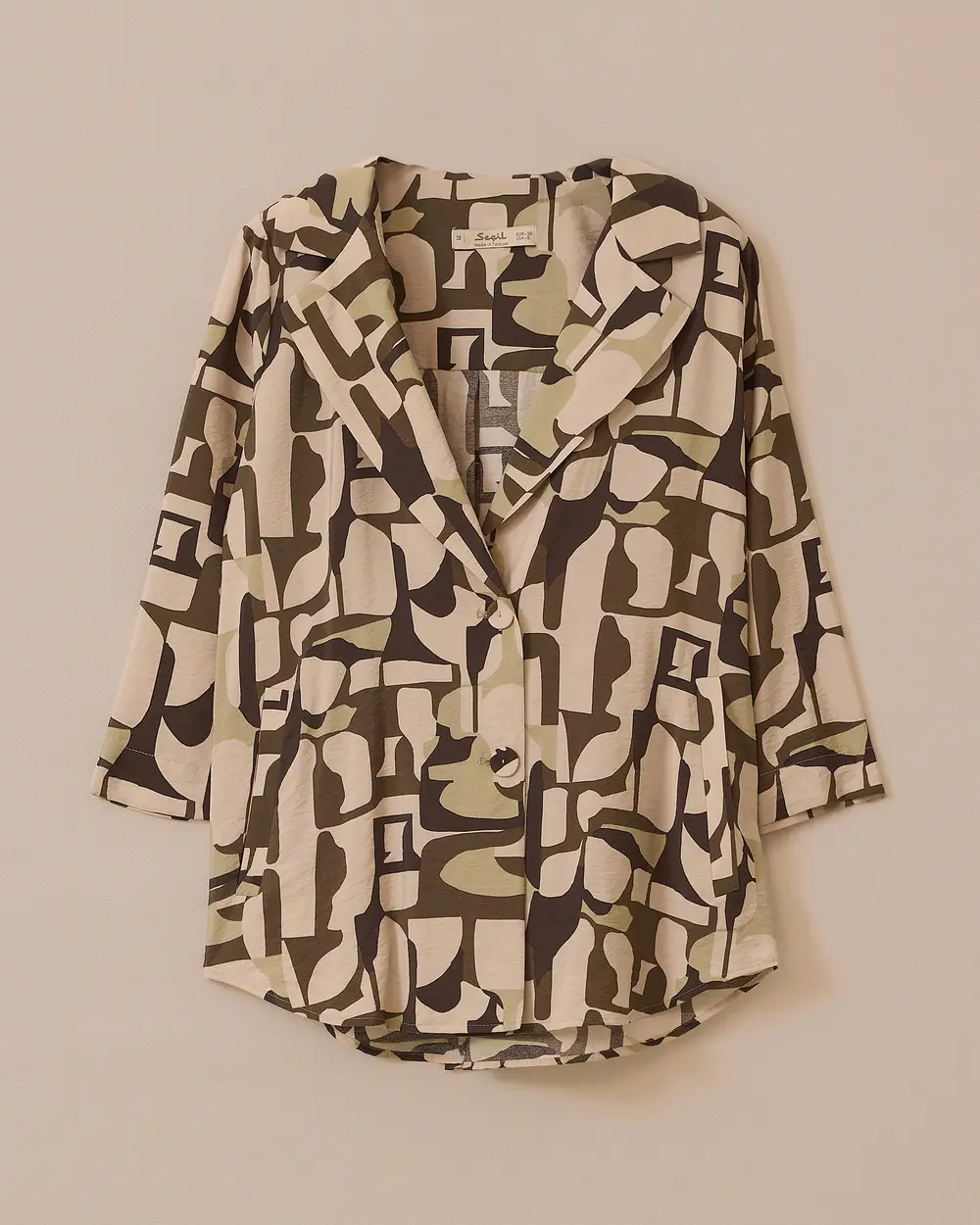 Oversized Shirt with Patterned Buttons