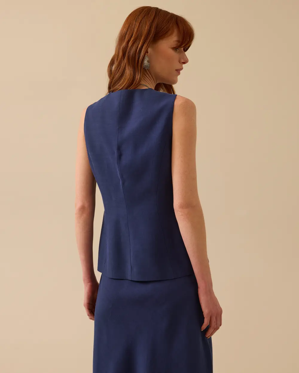 V-neck Vest with Lacing Detail