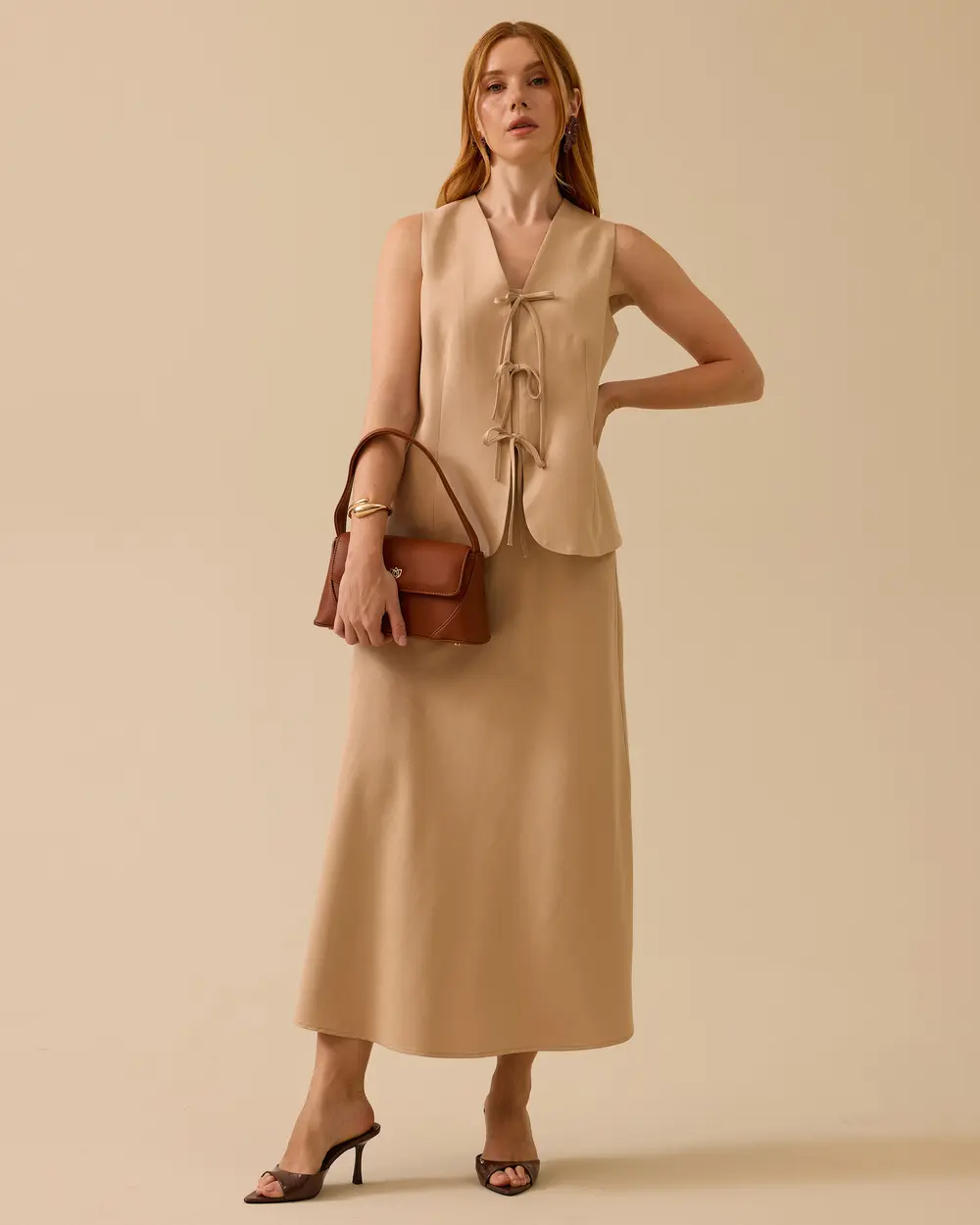 V-neck Vest with Lacing Detail