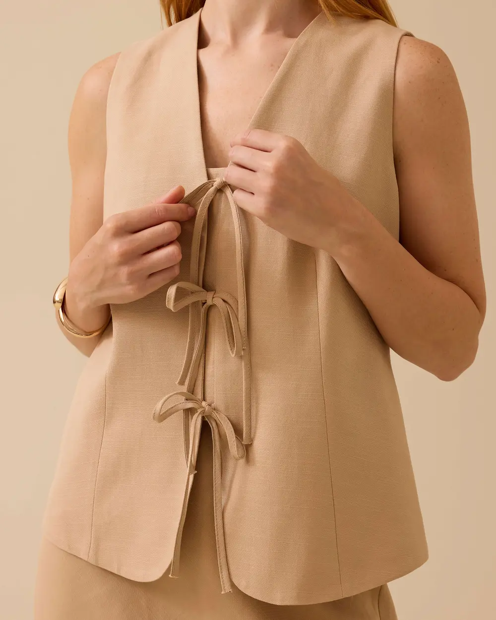 V-neck Vest with Lacing Detail