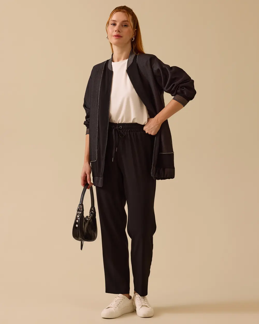 Shiny Textured Zipper Jacket