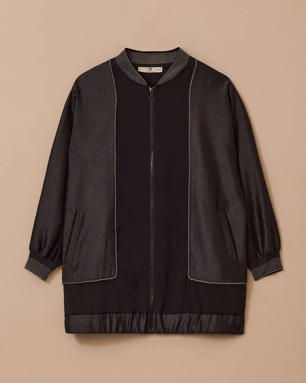 Shiny Textured Zipper Jacket