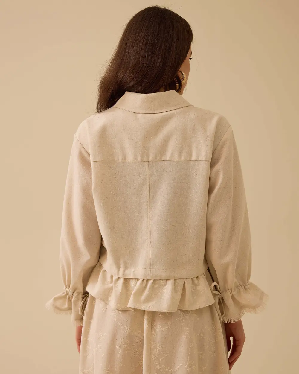 Frill Detailed Zippered Jacket
