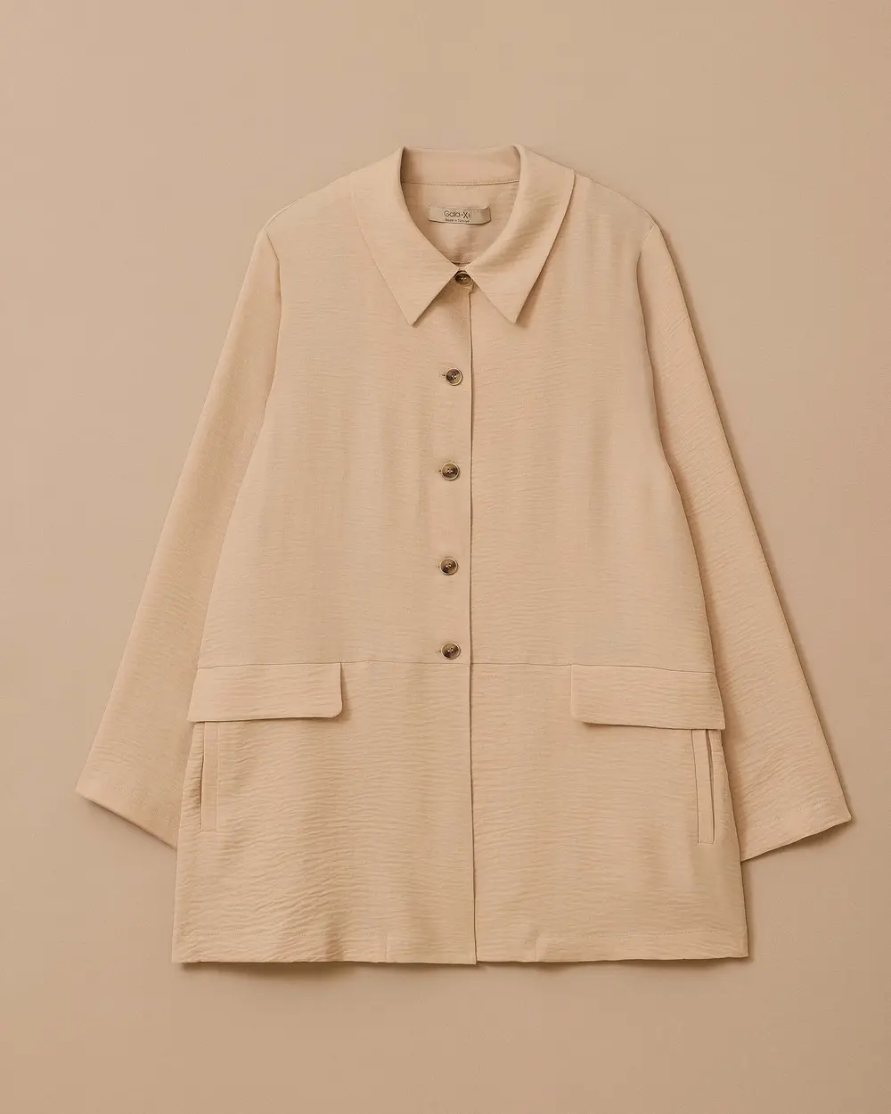 Plus Size Shirt Collar Buttoned Jacket