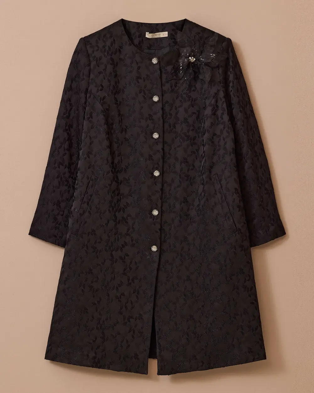 Plus Size Patterned Buttoned Stylish Jacket