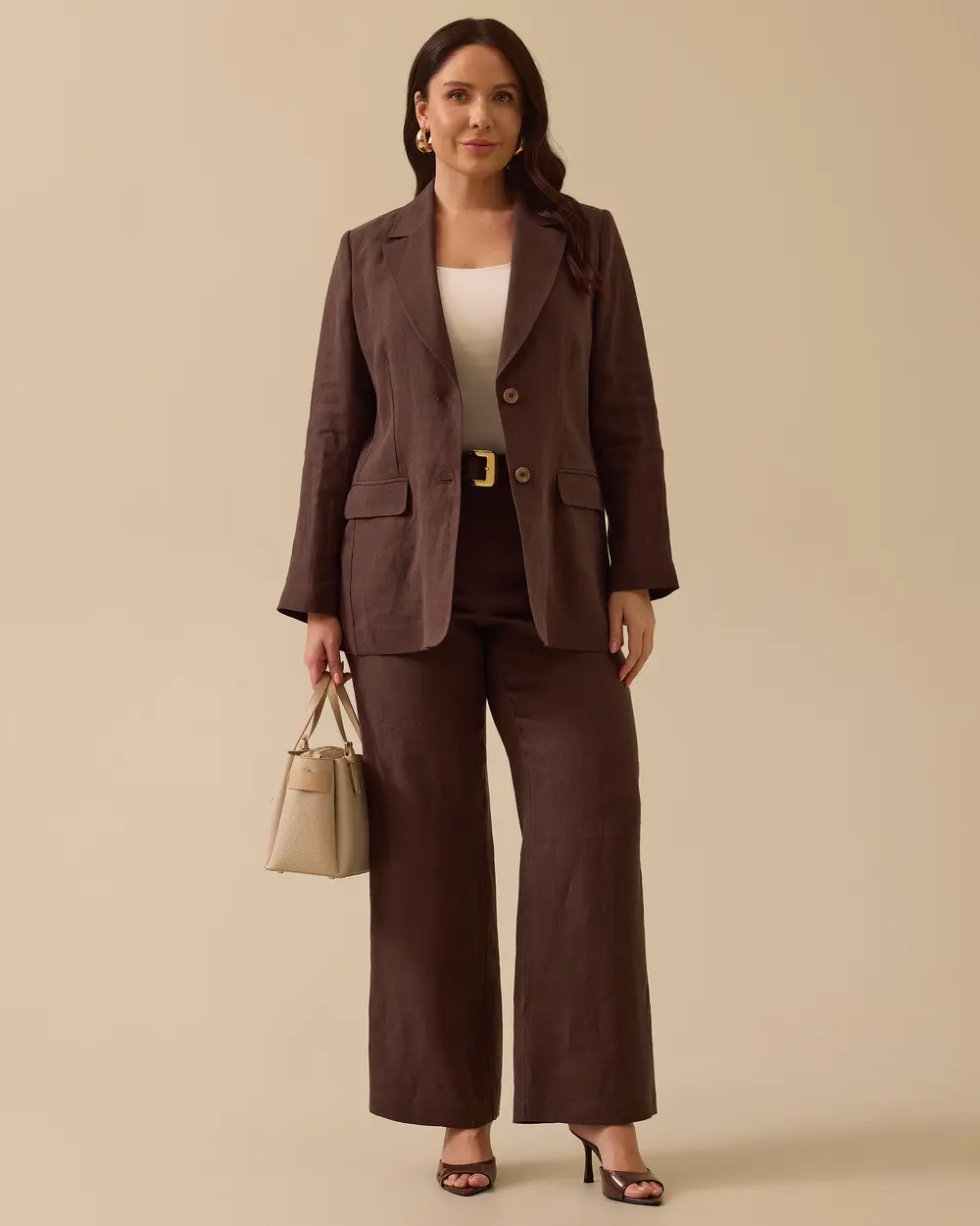 Plus Size Double Button Linen Jacket