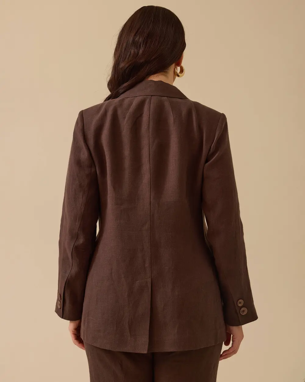 Plus Size Double Button Linen Jacket