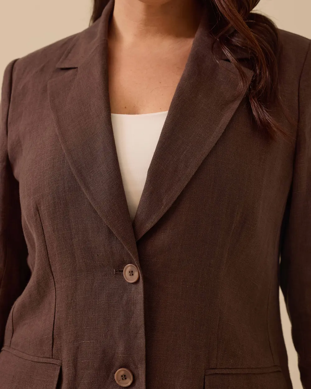 Plus Size Double Button Linen Jacket