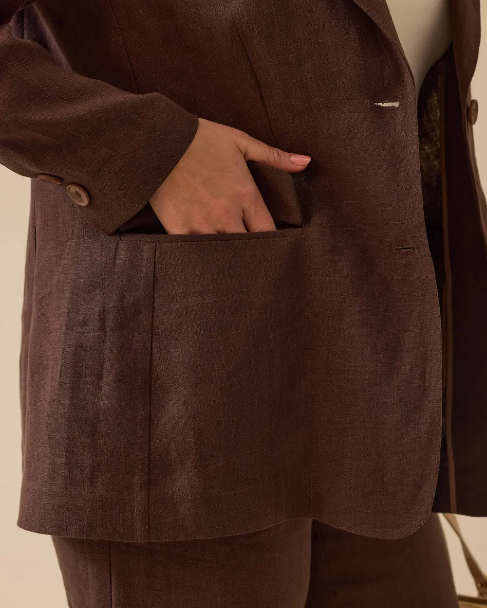 Plus Size Double Button Linen Jacket