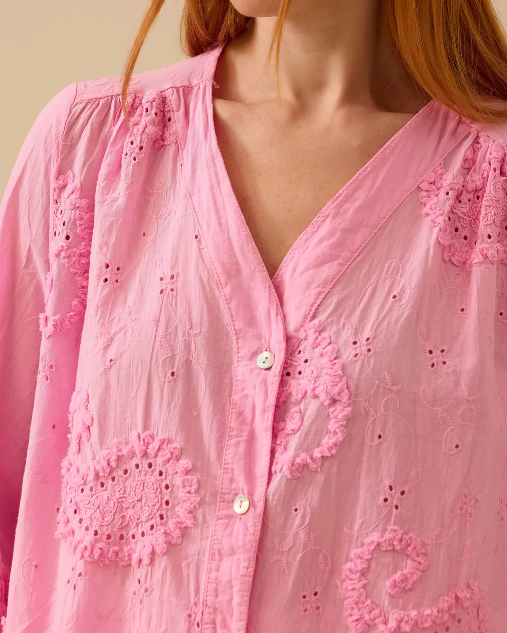 Patterned Tunic with Ruffle Sleeve Detail