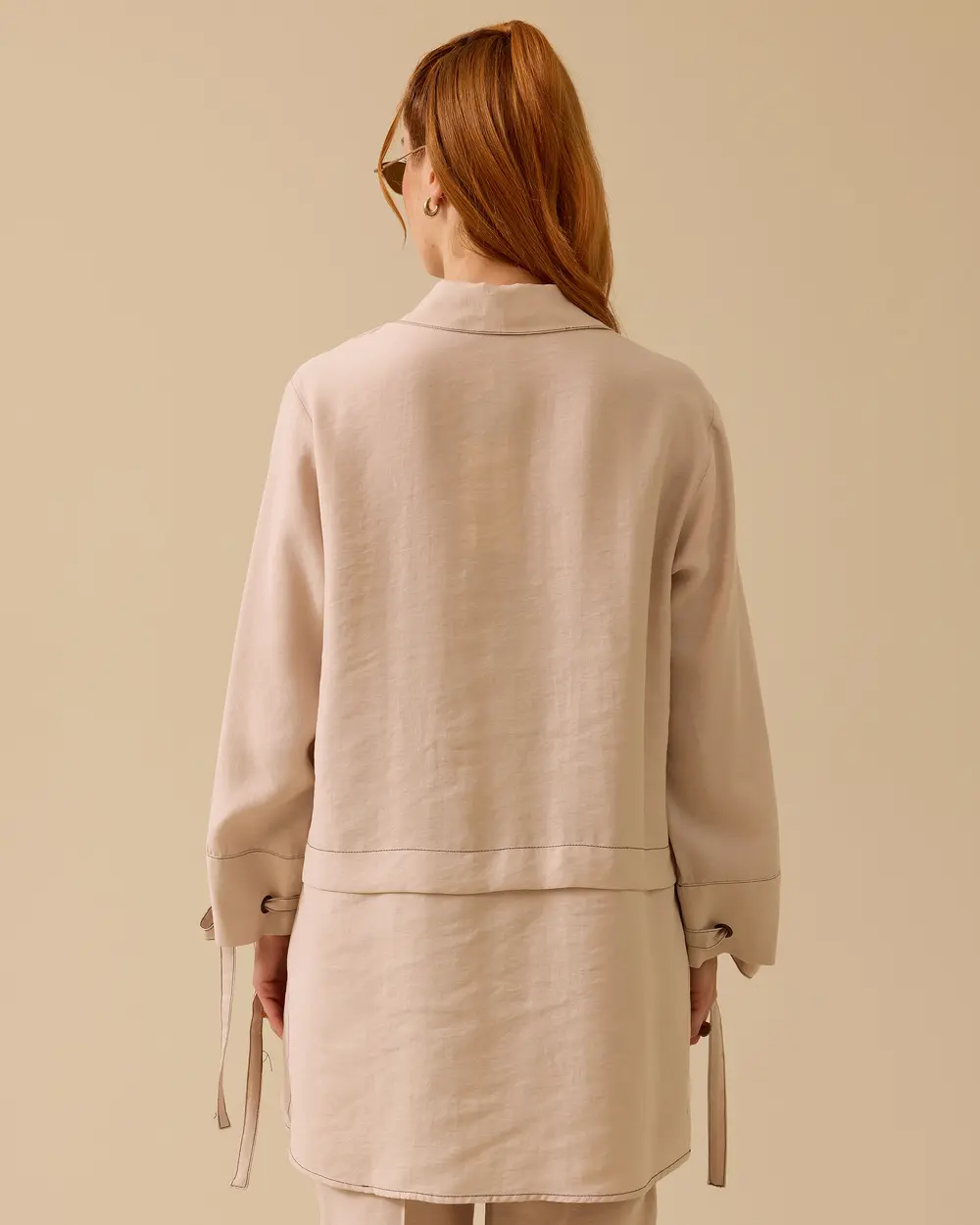 Buttoned Tunic with Lacing Detail