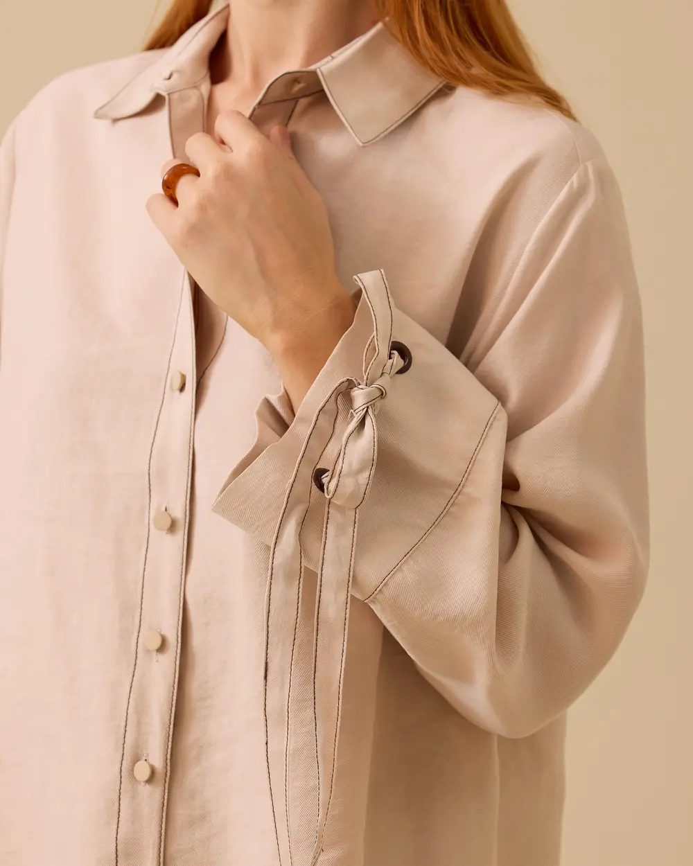 Buttoned Tunic with Lacing Detail