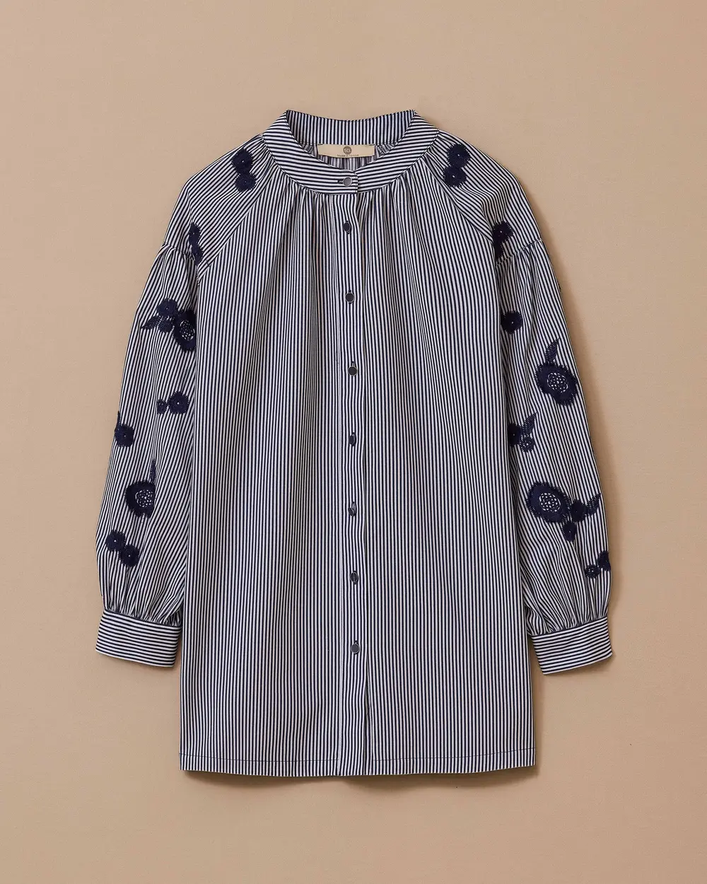 Judge Collar Striped Embroidery Detailed Tunic