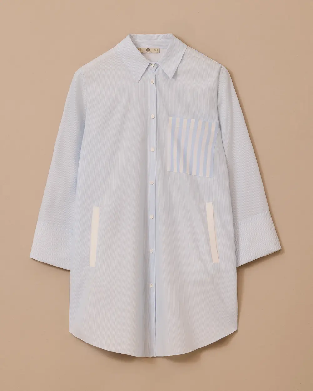 Çizgi Detaylı Oversize Gömlek Tunik