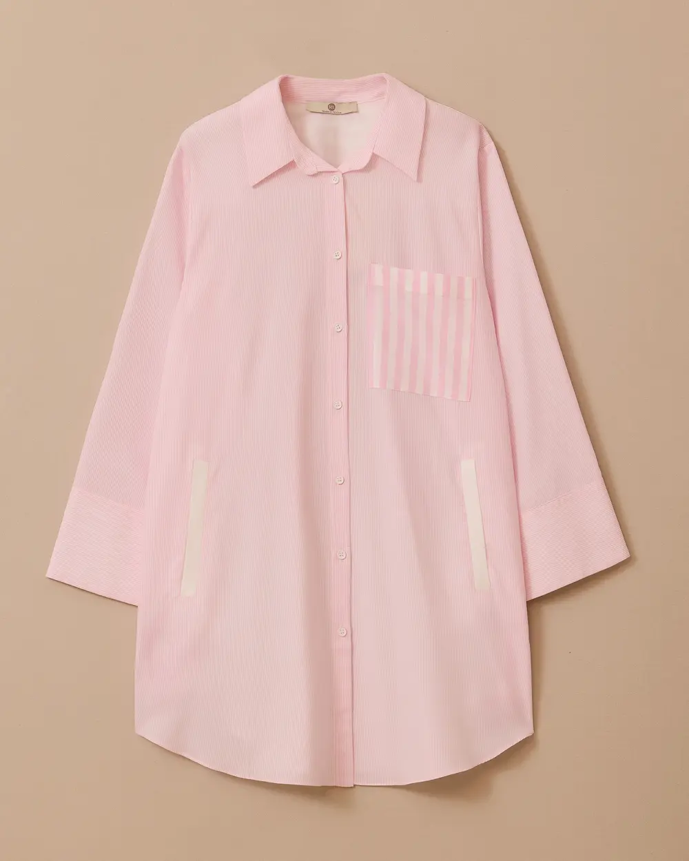 Çizgi Detaylı Oversize Gömlek Tunik
