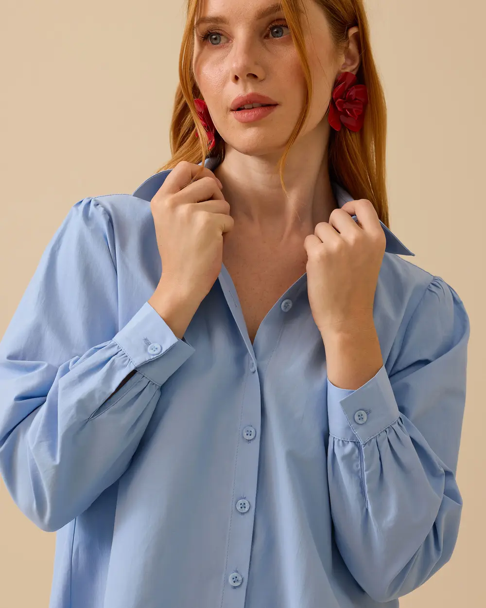 Shirt Collar Back Pleated Buttoned Tunic
