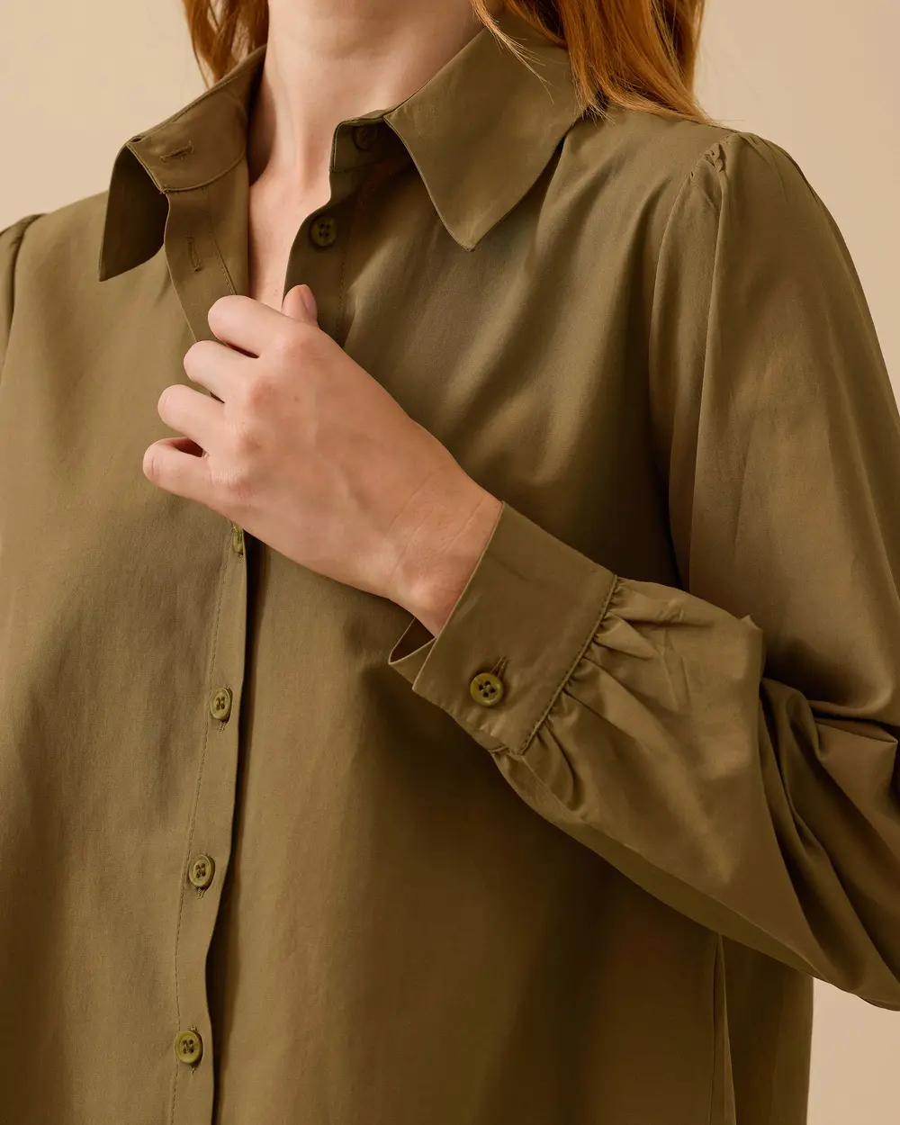 Shirt Collar Back Pleated Buttoned Tunic