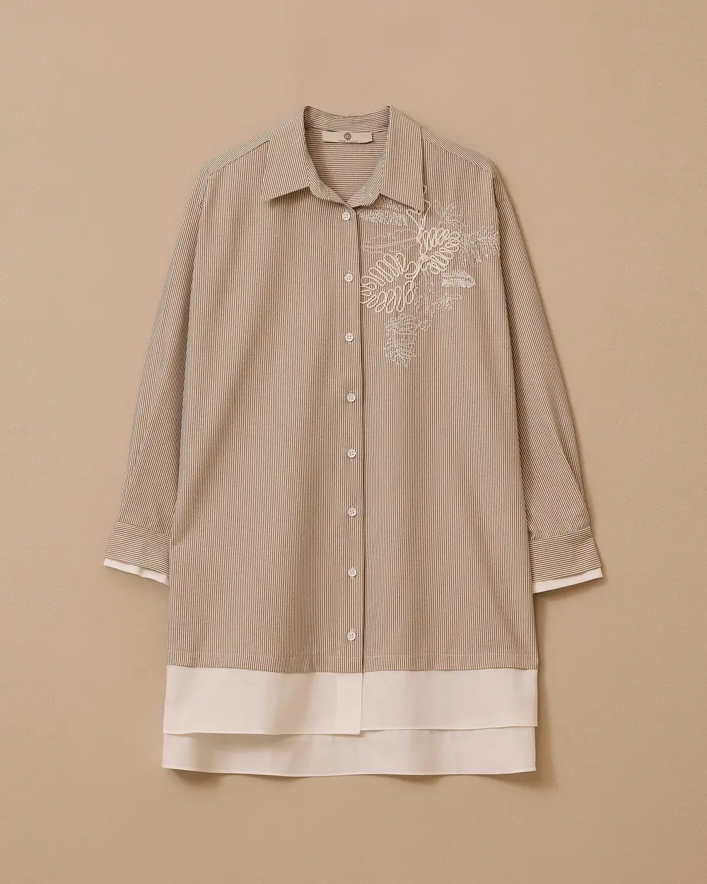 Striped Embroidery Detailed Tunic