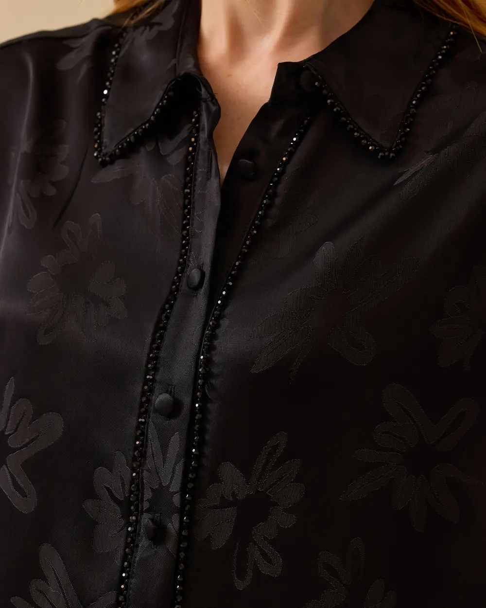 Parlak Dokulu Boncuk Detaylı Tunik