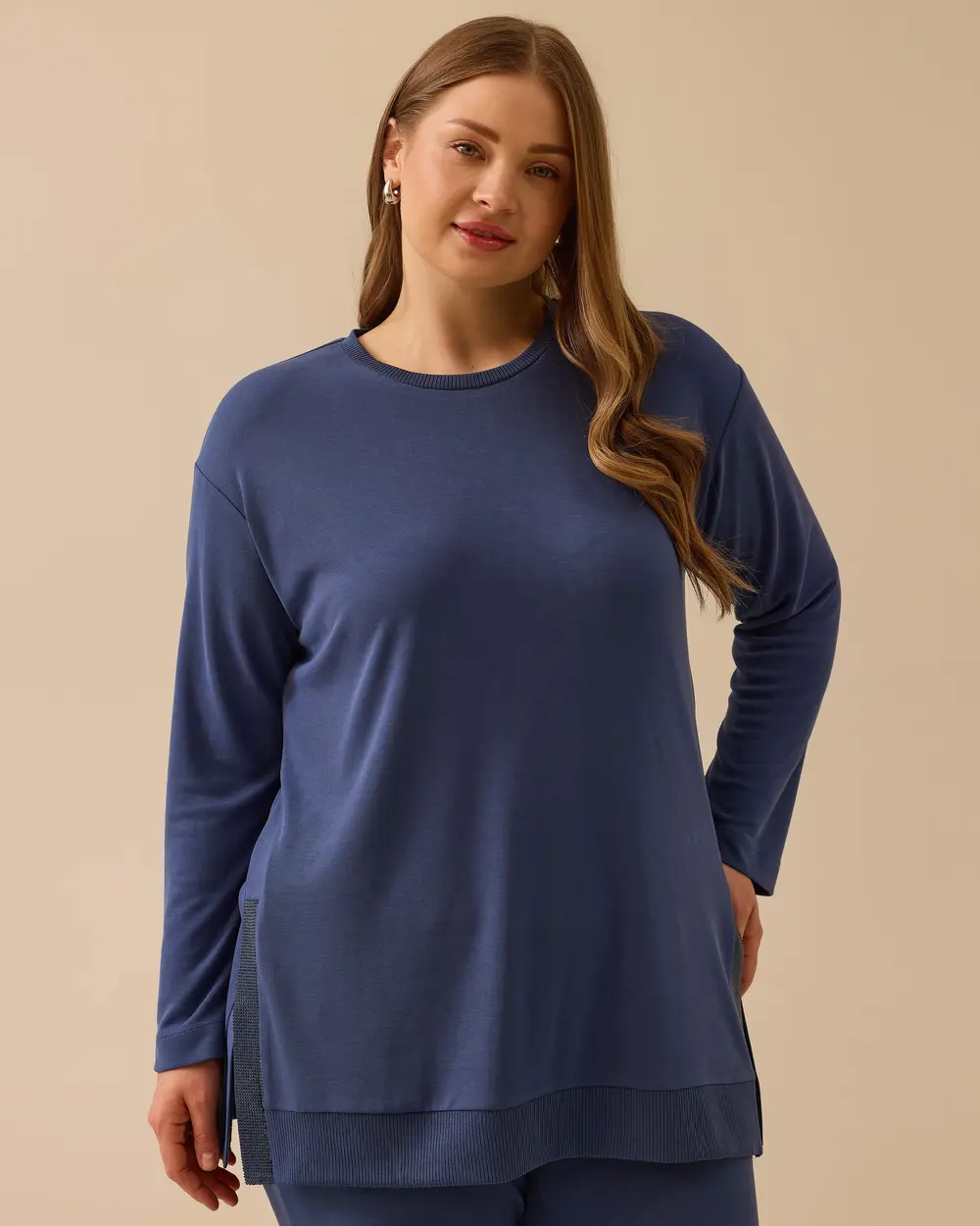 Plus Size Long Sleeve Tunic with Side Slits