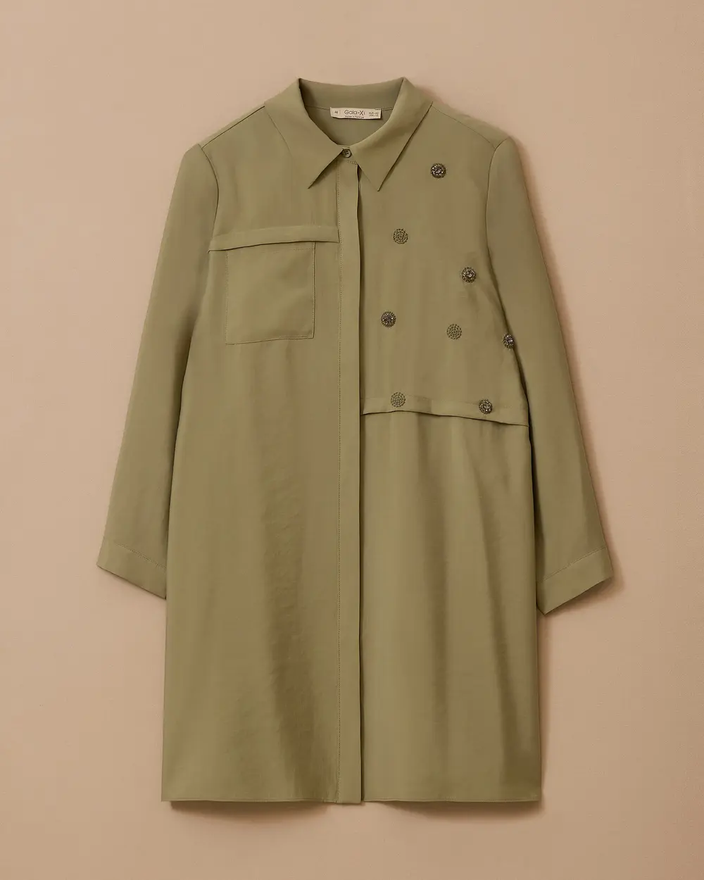 Plus Size Embroidery Detailed Buttoned Tunic