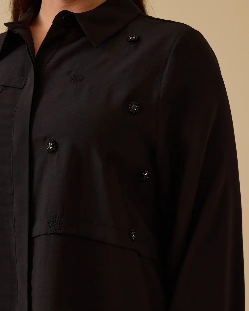 Plus Size Embroidery Detailed Buttoned Tunic