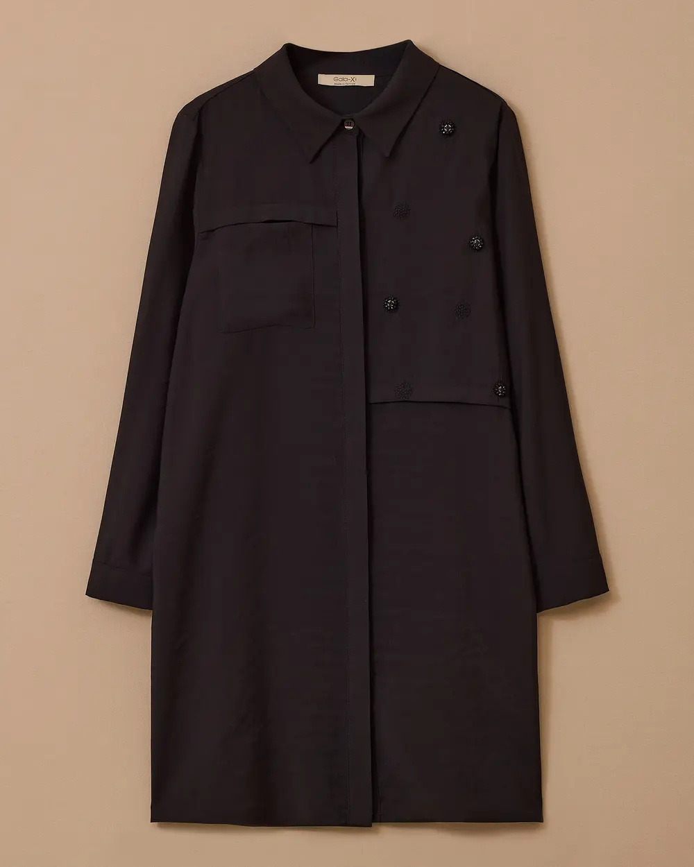 Plus Size Embroidery Detailed Buttoned Tunic