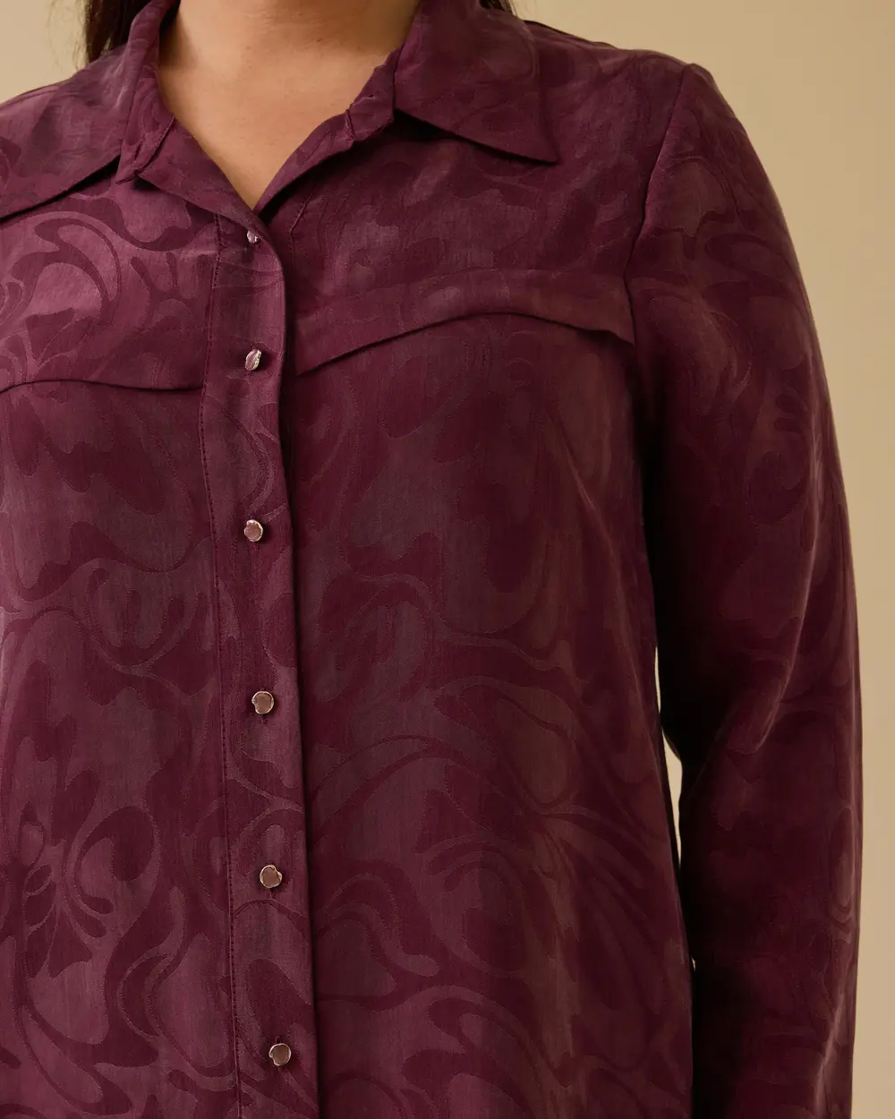 Plus Size Buttoned Patterned Shirt