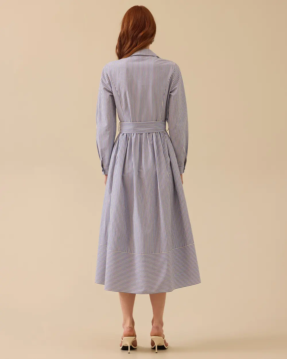 Striped Shirt Dress with Belt Detail