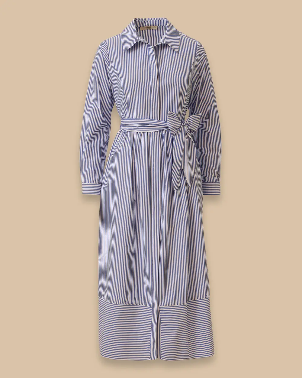 Striped Shirt Dress with Belt Detail