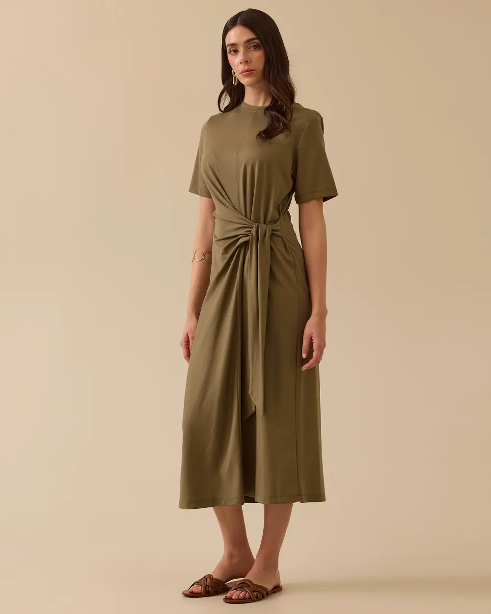 Round Neck Tie Detail Dress