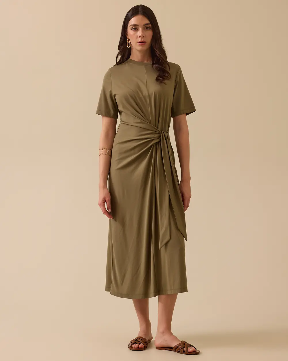 Round Neck Tie Detail Dress