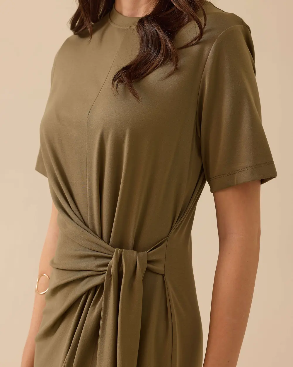 Round Neck Tie Detail Dress