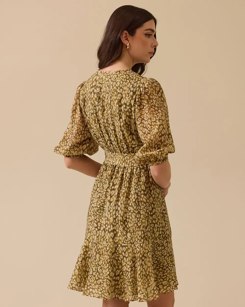 Patterned Belt Detailed Dress