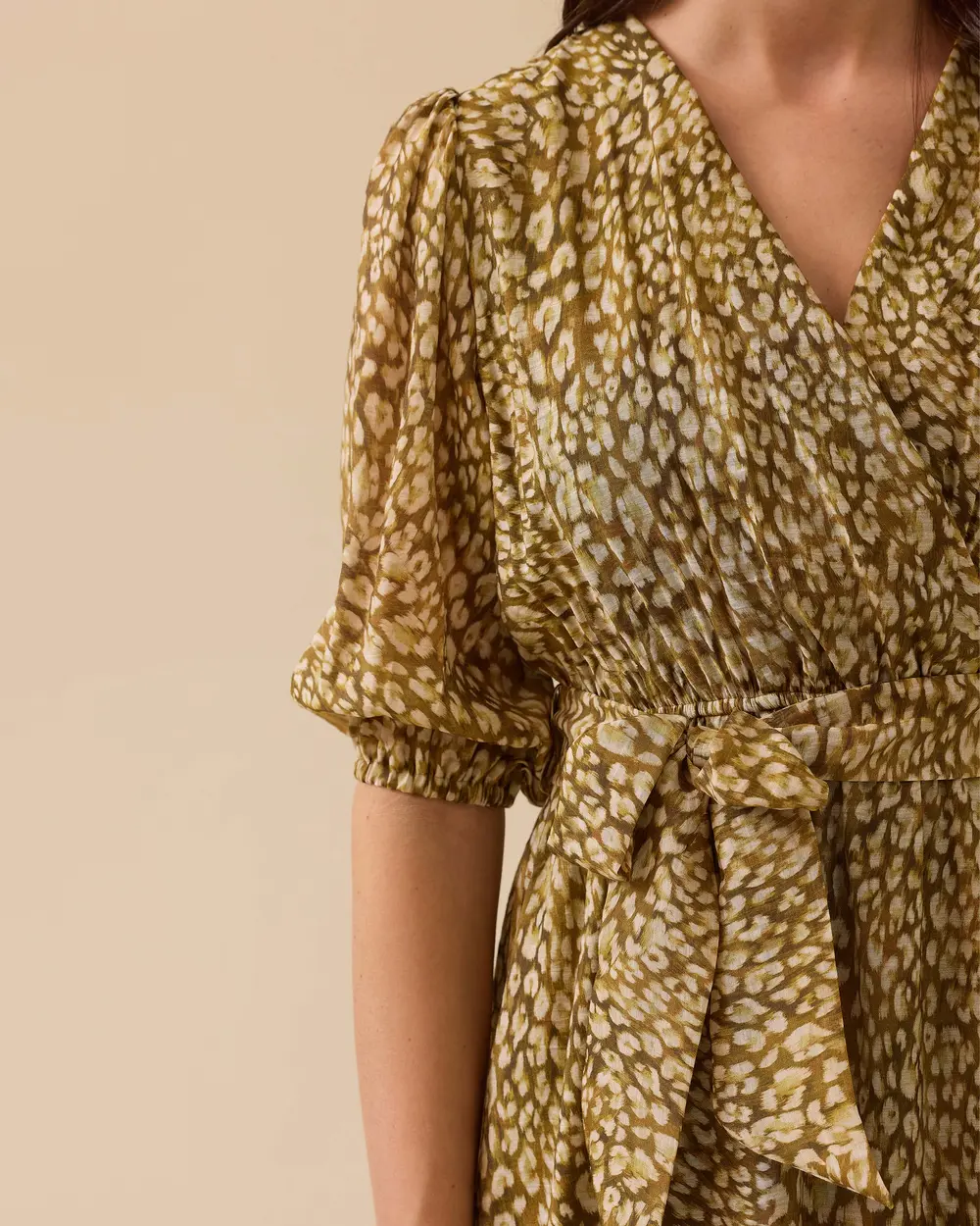 Patterned Belt Detailed Dress