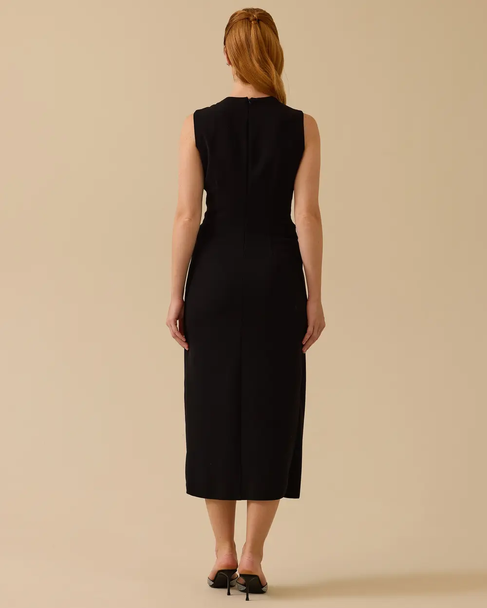 V-Neck Sleeveless Dress with Shirring Detail