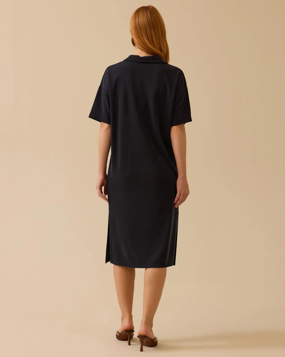 Polo Collar Short Sleeve Casual Fabric Dress