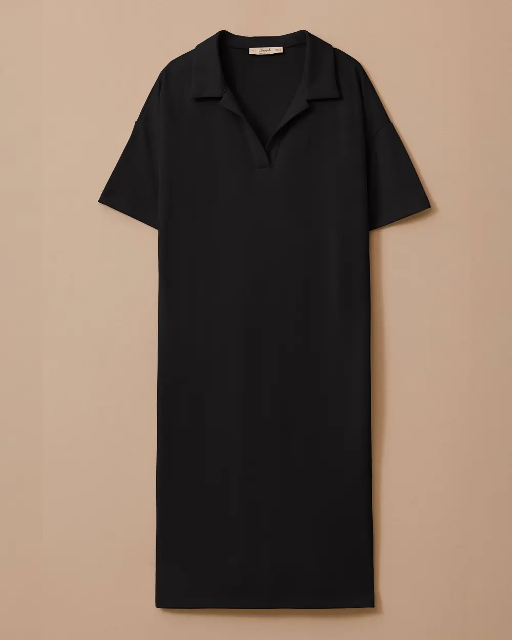 Polo Collar Short Sleeve Casual Fabric Dress