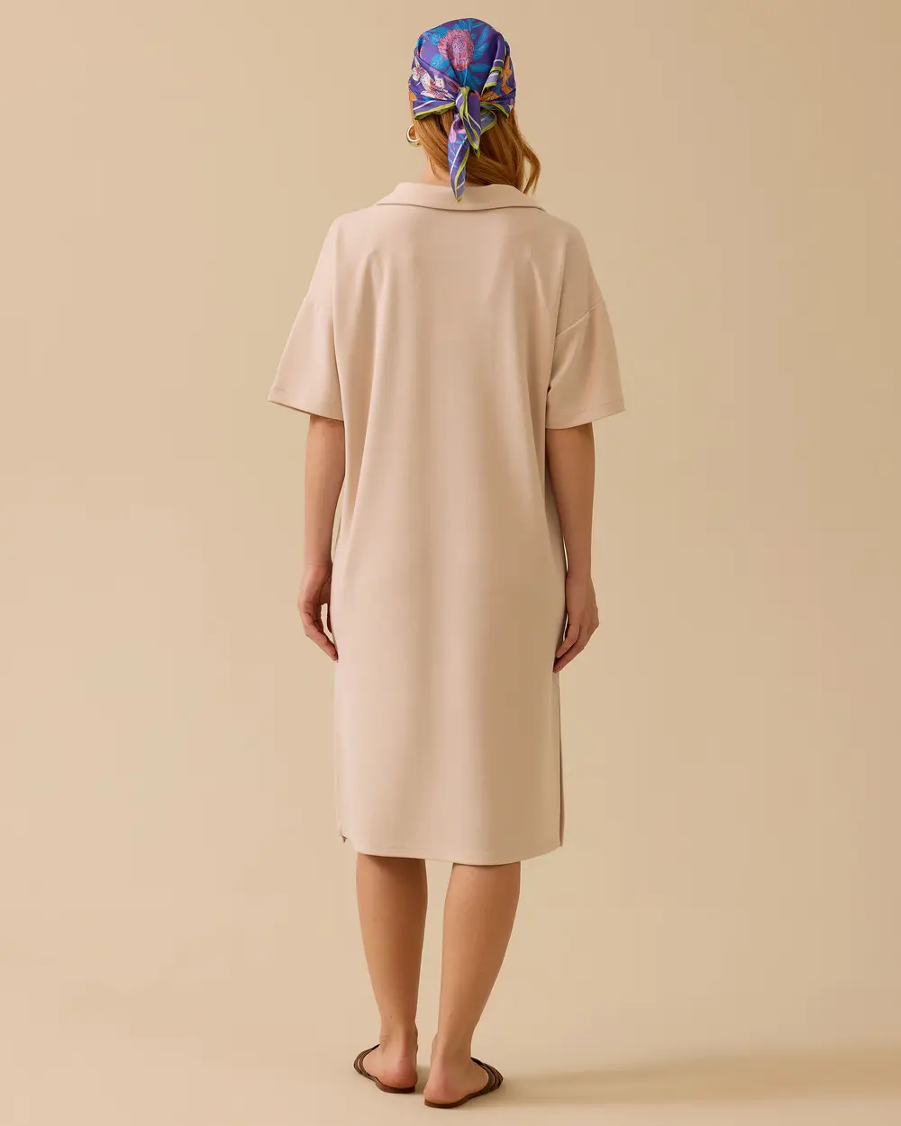 Polo Collar Short Sleeve Casual Fabric Dress
