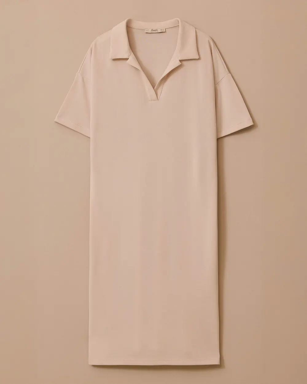 Polo Collar Short Sleeve Casual Fabric Dress
