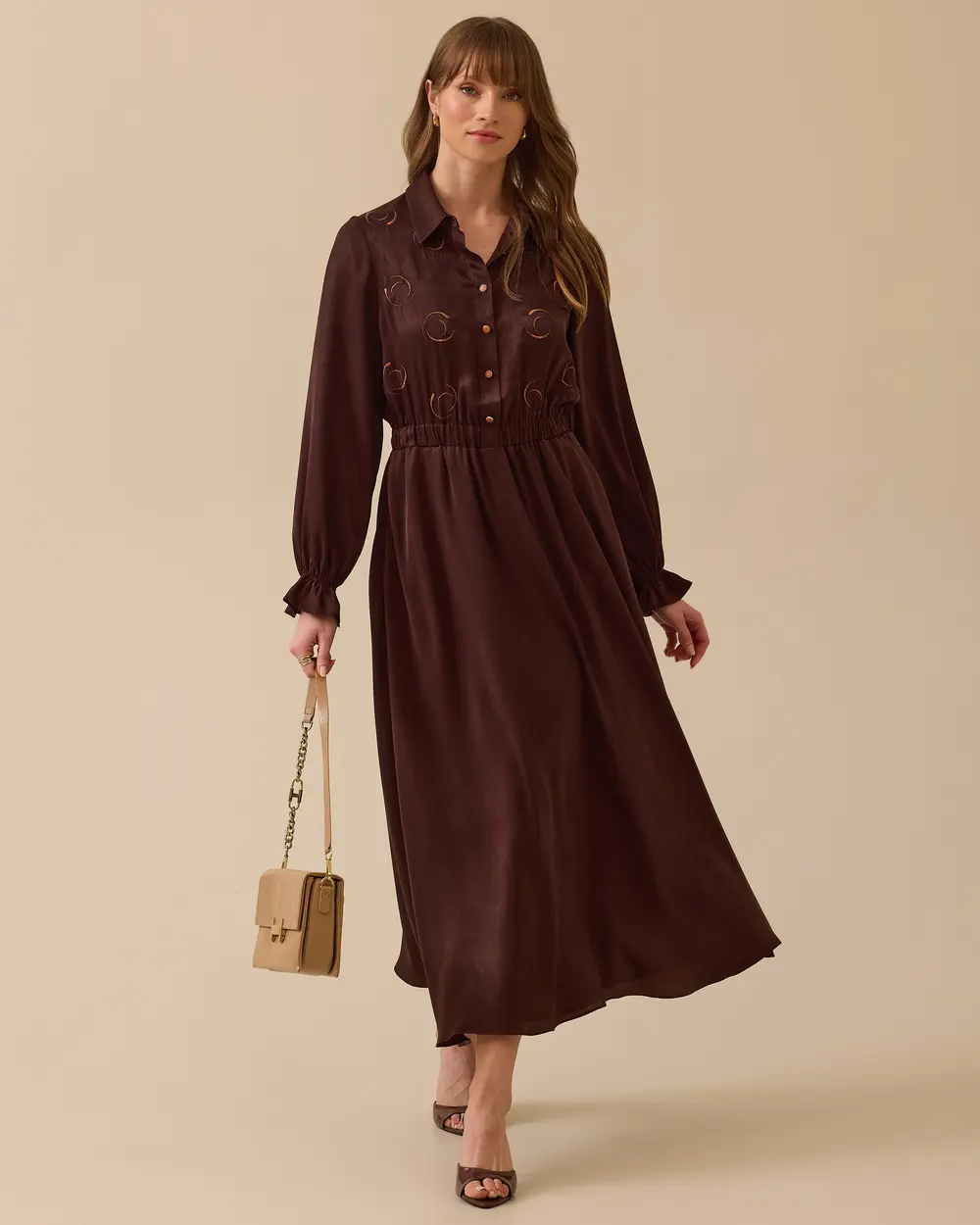 Embroidered Satin Dress
