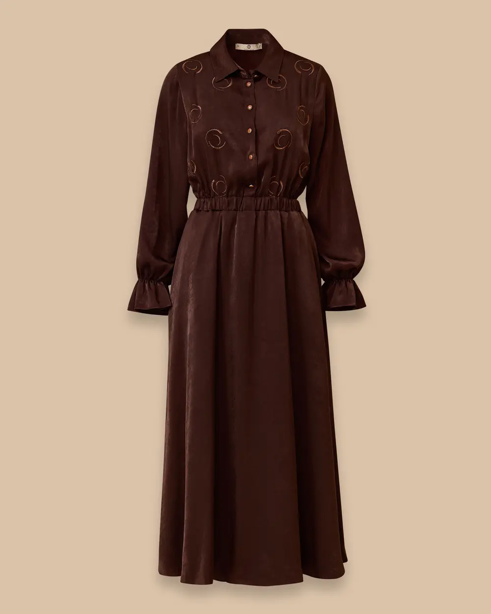 Embroidered Satin Dress