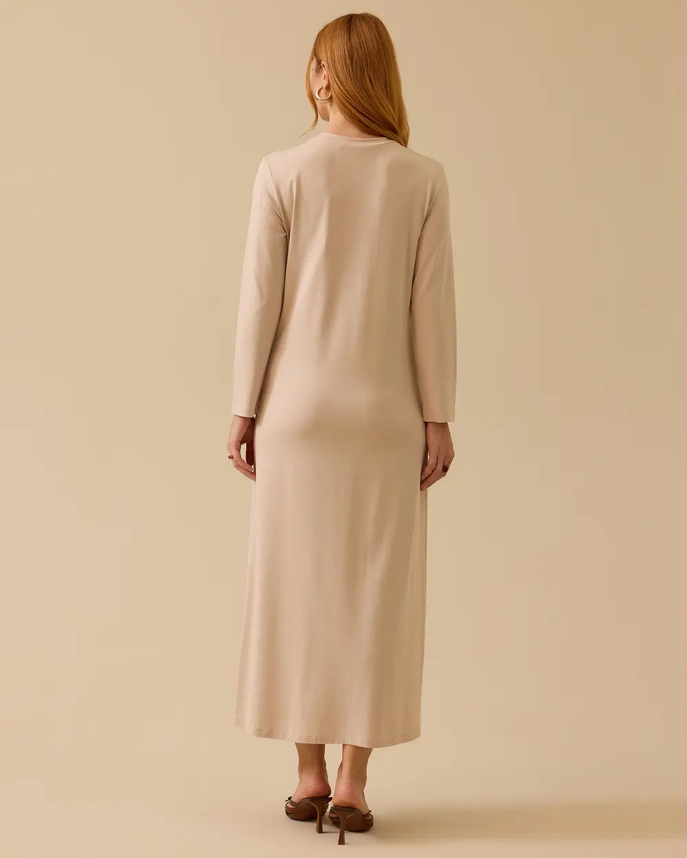 Round Neck Long Sleeve Basic Dress