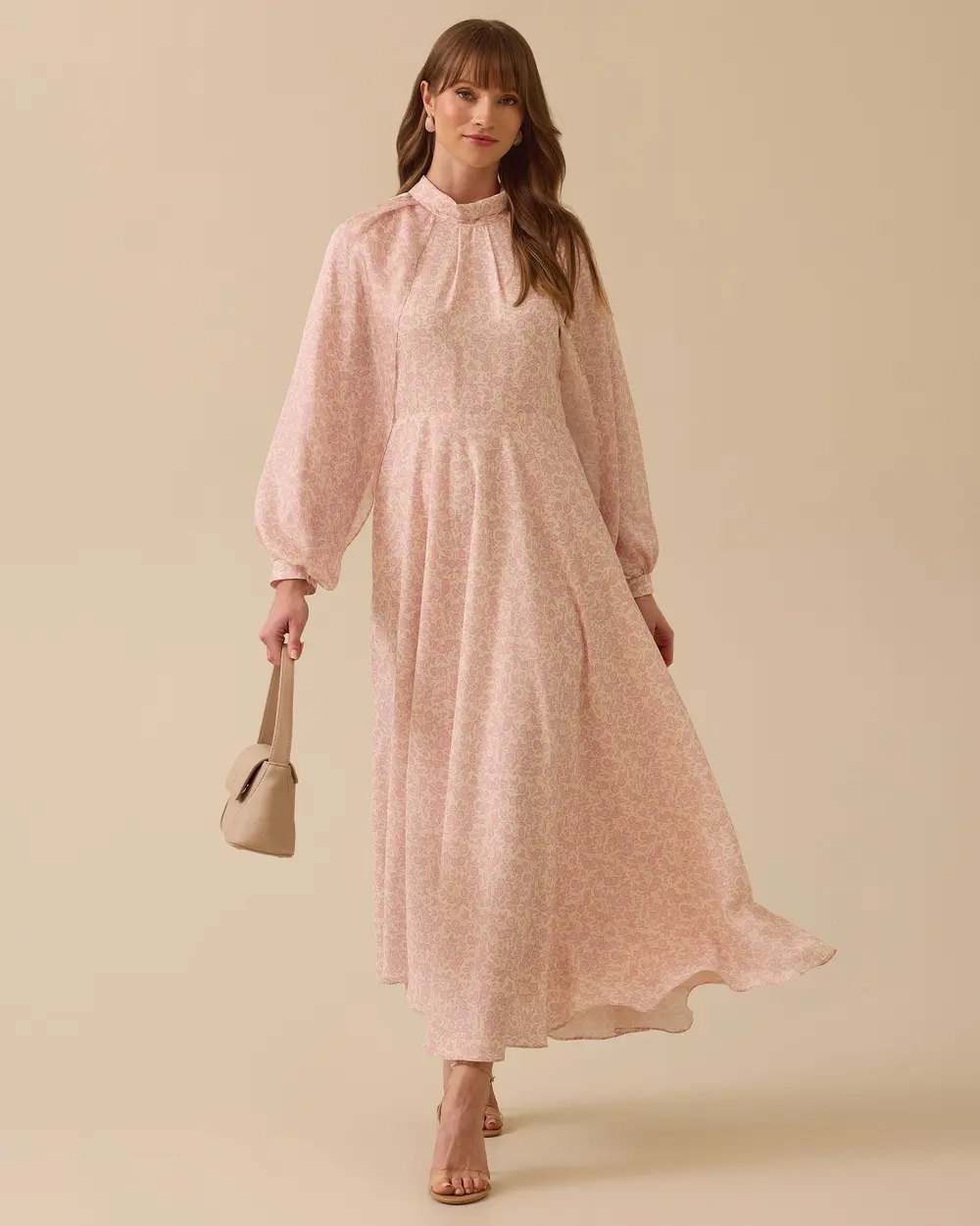 Patterned Bat Sleeve Dress