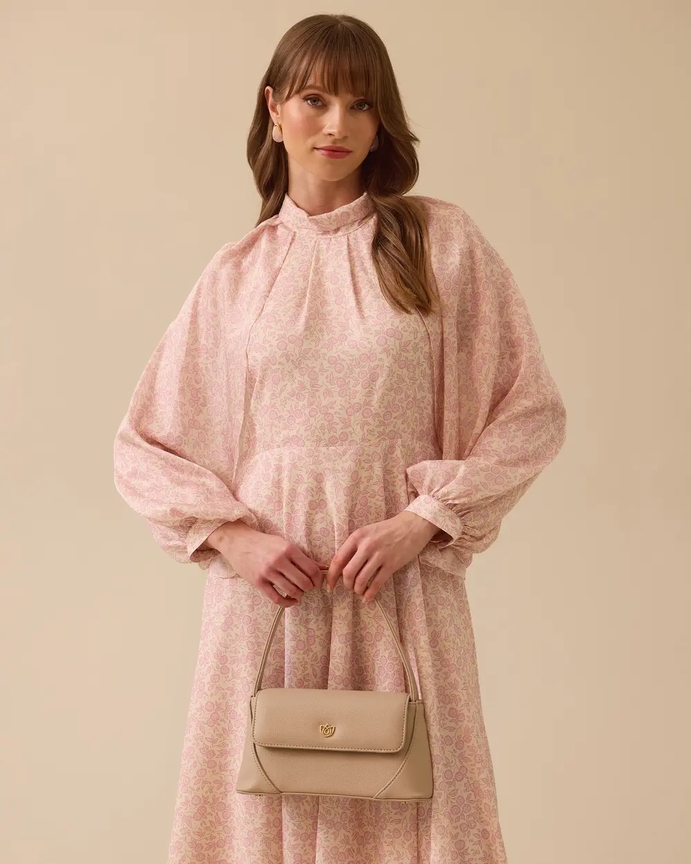 Patterned Bat Sleeve Dress