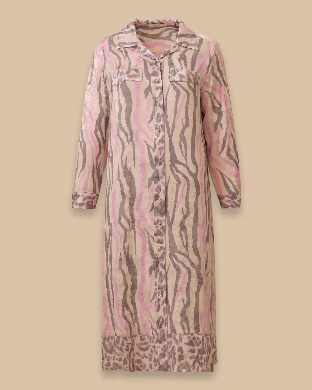 Büyük Beden Gömlek Yaka Desenli Elbise